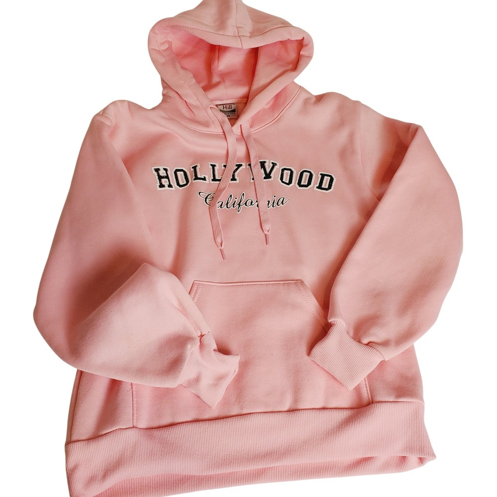 Hill Hollywood California Graphic Hoodie Pink XS Made in USA Sweatshirt